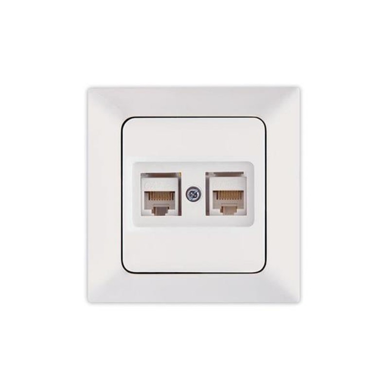 ДВОЕН RJ45 КОНТАКТ КАТ. 6 - БЯЛ ДВОЕН RJ45 КОНТАКТ КАТ. 6 - БЯЛ