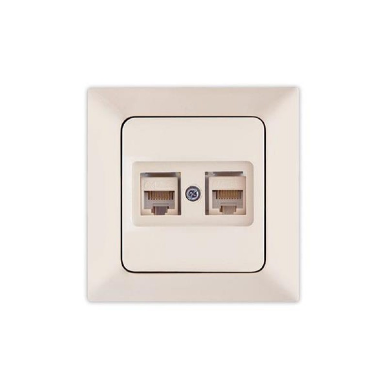 ДВОЕН RJ45 КОМПЮТЪРЕН КОНЕКТОР КРЕМ