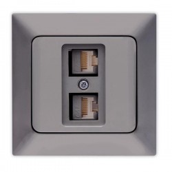 ДВОЕН КОМПЮТЪРЕН КОНТАКТ CAT 6 RJ45 ГРАФИТ