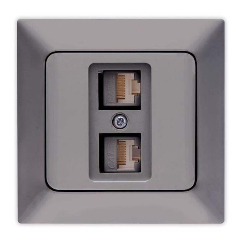 ДВОЕН КОМПЮТЪРЕН КОНТАКТ CAT 6 RJ45 ГРАФИТ