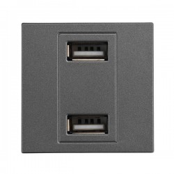 КОНТАКТЕН БЛОК С USB И USB-C, АНТРАЦИТ
