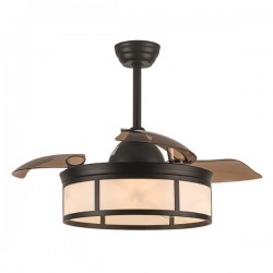 DECORATIVE FAN WITH RETRACTABLE BLADES BLACK 5xE27 REMOTE CONTROL DC 25W 300-25028 DECORATIVE FAN WITH RETRACTABLE BLADES BLACK 5xE27 REMOTE CONTROL DC 25W 300-25028