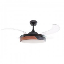 DECORATIVE FAN BLACK WITH RETRACTABLE BLADES,BLUETOOTH SPEAKER,LED LIGHT AND REMOTE CONTROL 40W DC MOTOR 300-25049 DECORATIVE FAN BLACK WITH RETRACTABLE BLADES,BLUETOOTH SPEAKER,LED LIGHT AND REMOTE CONTROL 40W DC MOTOR 300-25049