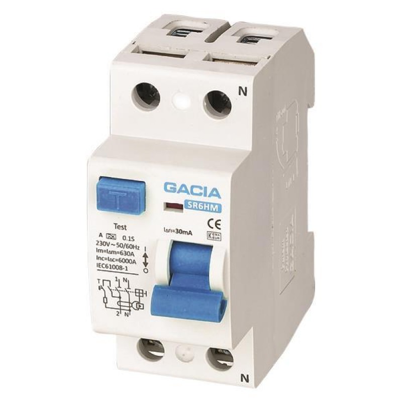 RCCB SR6HM 2P 63A 30mA 6kA TYPE AC 500-37001