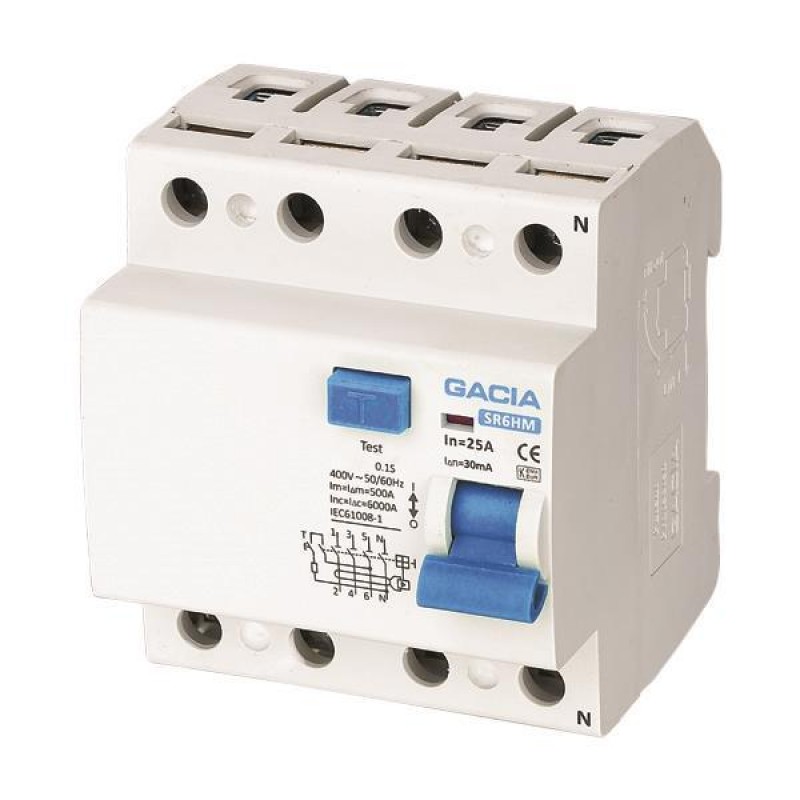 RCCB SR6HM 4P 63A 30mA 6kA TYPE A 500-37024