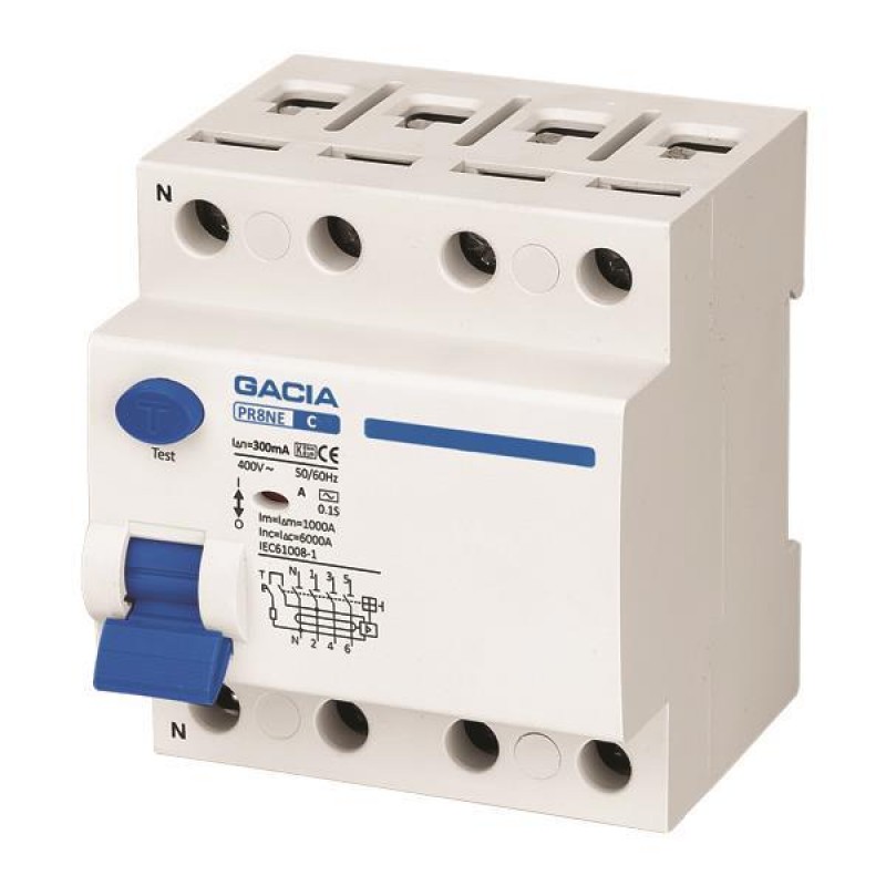 ДИФЕРЕНЦИАЛЕН ПРЕДПАЗИТЕЛ RCCB PR8NE 4P 40A 300MA 6KA