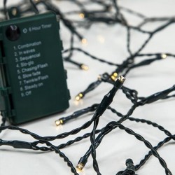 LINE, 96 LED 5mm, BATTERY BOX 3xAA WITH 8 MULTIFUNCTIONS, TIMER, GREEN WIRE, WARM WHITE LED PER 10cm, LEAD WIRE 1m, IP44 600-11121