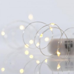 LINE, 12 MINI LED, BATTERY BOX 2xCR2032, SILVER COPPER WIRE, DAYLIGHT LED PER 10cm, LEAD WIRE 10cm, IP20 600-11242