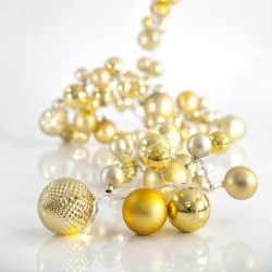 DECO GARLAND, GOLD CHRISTMAS BALLS WITH 20 LED 5mm, LEAD WIRE 300cm, PER 12cm, IP20 600-11283 DECO GARLAND, GOLD CHRISTMAS BALLS WITH 20 LED 5mm, LEAD WIRE 300cm, PER 12cm, IP20 600-11283
