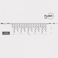 ICICLE, 144 LED 3mm, 36V ADAPTOR, CONNECTOR UNTIL 3, TRANSPARENT WIRE, 120 WARM WHITE LED + 24 WHITE FLASH LED, (H60 x W300cm, 5/7/5/7), LEAD WIRE 3m, IP44 600-11364 ICICLE, 144 LED 3mm, 36V ADAPTOR, CONNECTOR UNTIL 3, TRANSPARENT WIRE, 120 WARM WHITE LED + 24 WHITE FLASH LED, (H60 x W300cm, 5/7/5/7), LEAD WIRE 3m, IP44 600-11364