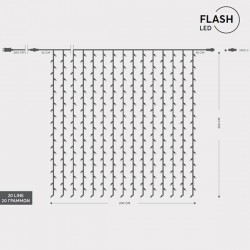 CURTAIN, 360 LED 3mm, 31V ADAPTOR, CONNECTOR UNTIL 3, TRANSPARENT WIRE, 320 WARM WHITE LED + 40 WHITE FLASH LED (H200 x W200cm, 20 LINES x 18 LED), LEAD WIRE 3m, IP44 600-11372 CURTAIN, 360 LED 3mm, 31V ADAPTOR, CONNECTOR UNTIL 3, TRANSPARENT WIRE, 320 WARM WHITE LED + 40 WHITE FLASH LED (H200 x W200cm, 20 LINES x 18 LED), LEAD WIRE 3m, IP44 600-11372