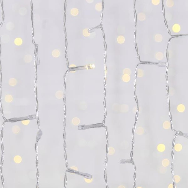 CURTAIN, 240 FLASH LED 5mm, 36V ADAPTOR, CONNECTOR UNTIL 3, TRANSPARENT WIRE, WARM WHITE LED (H100 x W200cm, 20 LINES x 12 LED), LEAD WIRE 3m, IP44 600-11378