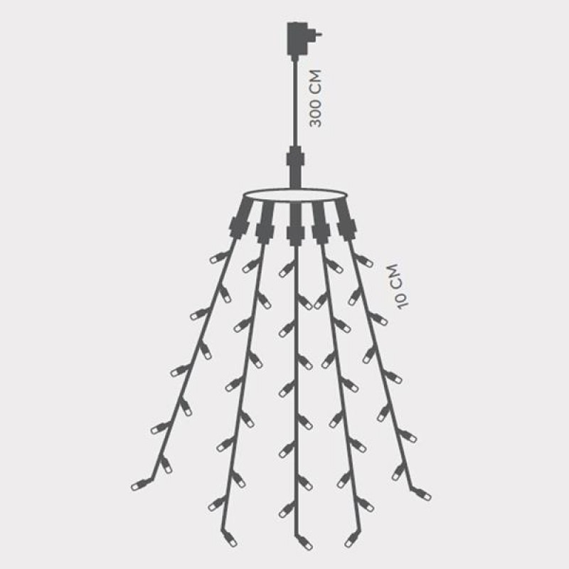 OCTOPUS, 175 LED 3mm, 31V ADAPTOR, GREEN WIRE, WARM WHITE LED PER 10cm (5 LINES X 35LED), LEAD WIRE 3m, IP44 600-11391