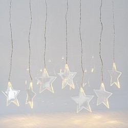 CURTAIN, 8 LED 5mm, WITH STARS 11cm, 4.5V ADAPTOR, CONNECTOR UNTIL 3, TRANSPARENT WIRE, WARM WHITE LED, H60 x W100cm, LEAD WIRE 3m, IP44 600-11445 CURTAIN, 8 LED 5mm, WITH STARS 11cm, 4.5V ADAPTOR, CONNECTOR UNTIL 3, TRANSPARENT WIRE, WARM WHITE LED, H60 x W100cm, LEAD WIRE 3m, IP44 600-11445