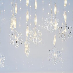 ICICLE, 56 LED 5mm WITH 14 SNOWFLAKES 11cm, 3,4V ADAPTOR, TRANSPARENT WIRE, WARM WHITE LED, H80xW300cm, LEAD WIRE 3m, IP44 600-11447 ICICLE, 56 LED 5mm WITH 14 SNOWFLAKES 11cm, 3,4V ADAPTOR, TRANSPARENT WIRE, WARM WHITE LED, H80xW300cm, LEAD WIRE 3m, IP44 600-11447