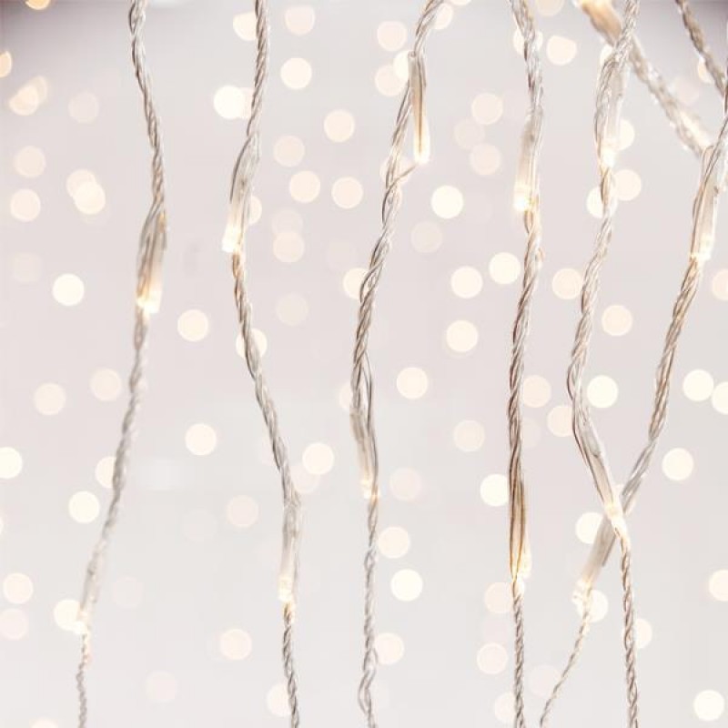 CURTAIN, 240 LED 3mm, 31V ADAPTOR WITH SNOWFALL MULTIFUNCTION, TRANSPARENT WIRE, WHITE LED (H100 x W200cm, 20 LINES x 12 LED), LEAD WIRE 3m, IP44 600-11456