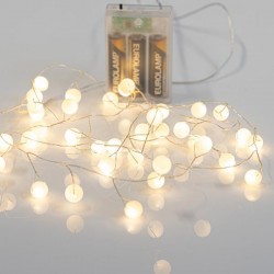 LINE, 40 MINI LED, WITH  PLASTIC BALLS, BATTERY BOX 3xAA, TIMER, WARM WHITE LED, PER 3,5cm, LEAD WIRE 50cm, IP20 600-11469