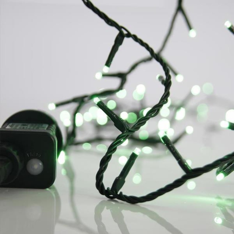 LINE, 100 LED 3mm, 31V ADAPTOR WITH 8 MULTIFUNCTIONS, GREEN WIRE, GREEN LED PER 5cm, LEAD WIRE 3m, IP44 600-11506