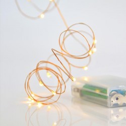 LINE, 20 MINI LED, BATTERY BOX 3xAA, BRONZE COPPER WIRE, DAYLIGHT LED PER 10cm, LEAD WIRE 10cm, IP20 600-11713