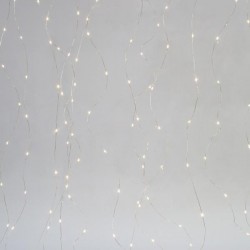 CURTAIN, 400 MINI LED, 31V ADAPTOR, SILVER COPPER WIRE, DAYLIGHT LED (H200 x W200cm, 16 LINES x 25 LED), LEAD WIRE 5m, IP44 600-11718
