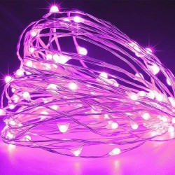 СВЕТЛИННА ЛЕНТА 100 LED, РОЗОВИ, СРЕБЪРНА ТЕЛ