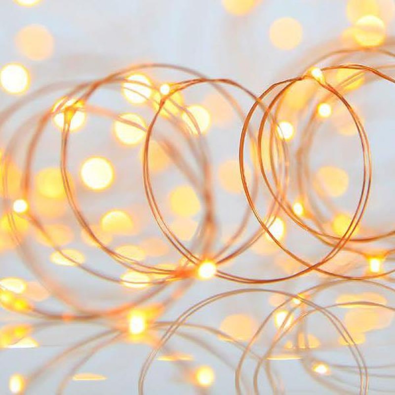 МИНИ LED ЛАМПИЧКИ 100 БР. С БРОНЗОВ КАБЕЛ