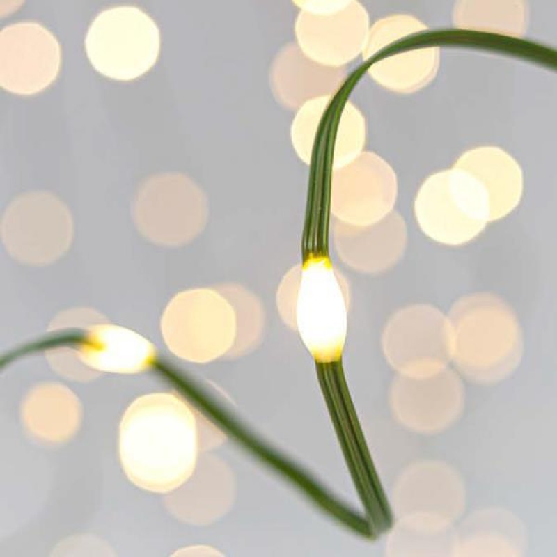 LINE, 300 MINI LED, 31V ADAPTOR WITH 8 MULTIFUNCTIONS, GREEN COPPER FLAT WIRE, DAYLIGHT LED PER 5cm, LEAD WIRE 5m, IP44 600-11761