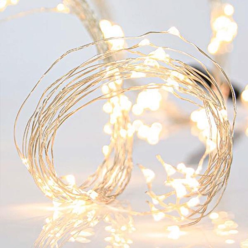 OCTOPUS 400 MINI LED, 4,5V, STEADY, WITH ADAPTOR, LEAD WIRE 500cm, SILVER COPPER WIRE, DAYLIGHT LED, PER 10cm, IP44 600-11771