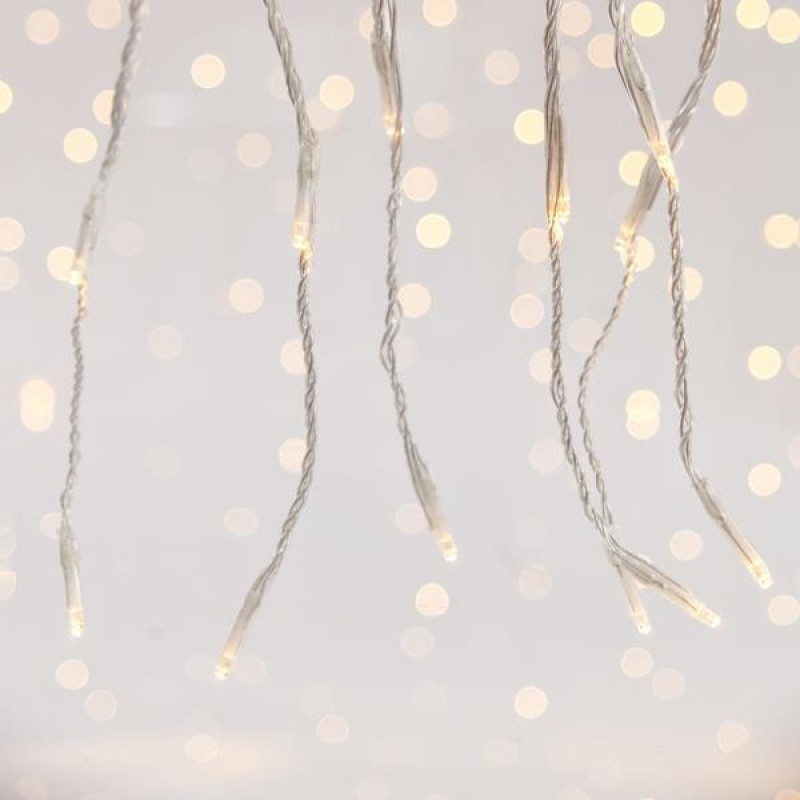 CURTAIN, 360 LED 3mm, 31V ADAPTOR WITH SNOWFALL MULTIFUNCTION, TRANSPARENT WIRE, WARM WHITE LED (H200 x W200cm, 20 LINES x 18 LED), LEAD WIRE 3m, IP44 600-11820