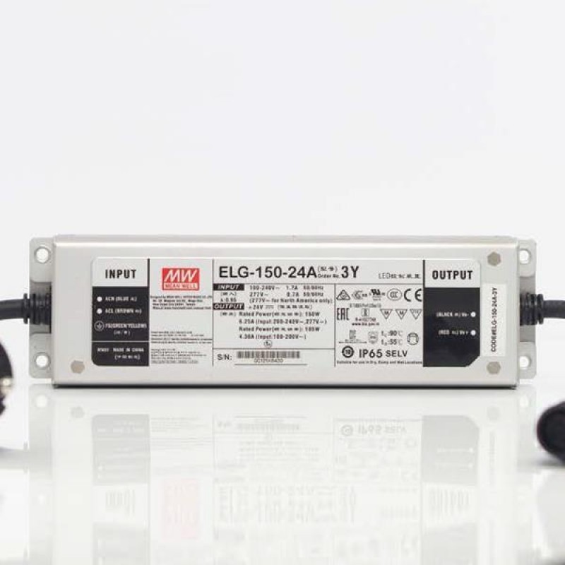 ADAPTOR WITH GREEN RUBBER LEAD WIRE, 24V, 150W, 3m, IP65 600-11988