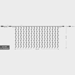 CURTAIN, 150 LED 3mm, 31V ADAPTOR, 8 M/F & MEMORY, GREEN PVC WIRE, WARM WHITE LED, (W300 xH100cm 15 LINES x 10LED), LEAD WIRE 5m, IP44 600-17061 CURTAIN, 150 LED 3mm, 31V ADAPTOR, 8 M/F & MEMORY, GREEN PVC WIRE, WARM WHITE LED, (W300 xH100cm 15 LINES x 10LED), LEAD WIRE 5m, IP44 600-17061