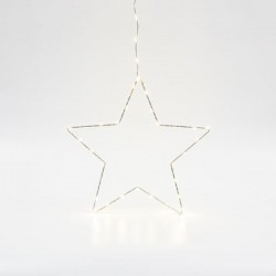 SILVER STAR LIGHTED 30cm, 30 MINI LED ON STAR AND 15 MINI LED LEAD WIRE, ADAPTOR STEADY, SILVER COPPER WIRE, WARM WHITE LED, LEAD WIRE 3m, IP44 600-22416 SILVER STAR LIGHTED 30cm, 30 MINI LED ON STAR AND 15 MINI LED LEAD WIRE, ADAPTOR STEADY, SILVER COPPER WIRE, WARM WHITE LED, LEAD WIRE 3m, IP44 600-22416