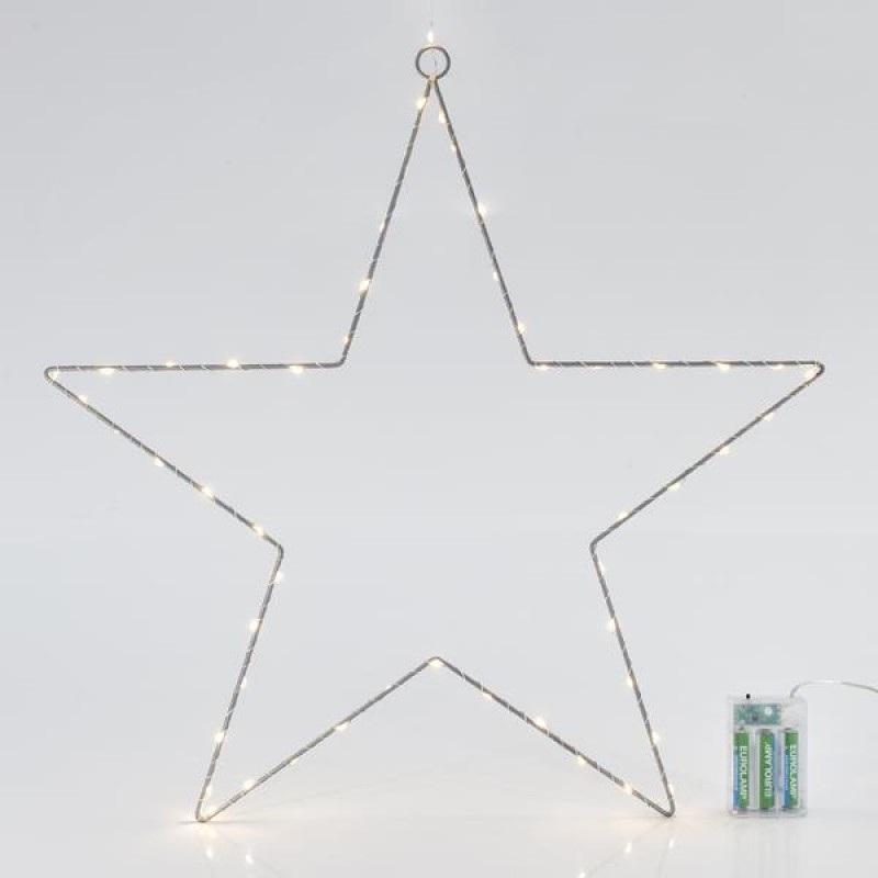 LIGHTED STAR, 60 LED, BATTERY OPERATED, WITH TIMER, 50cm 600-22421