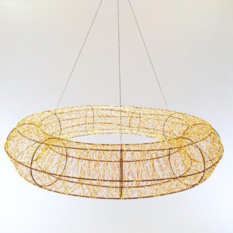 LIGHTED WREATH, 12480 WARM WHITE LED, WITH TRANSFORMER, COPPER WIRE, 90cm, IP44 600-22432