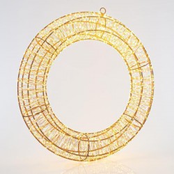 LIGHTED WREATH, 2400 WARM WHITE LED, WITH ADAPTOR, COPPER WIRE, 70cm, IP44 600-22439 LIGHTED WREATH, 2400 WARM WHITE LED, WITH ADAPTOR, COPPER WIRE, 70cm, IP44 600-22439
