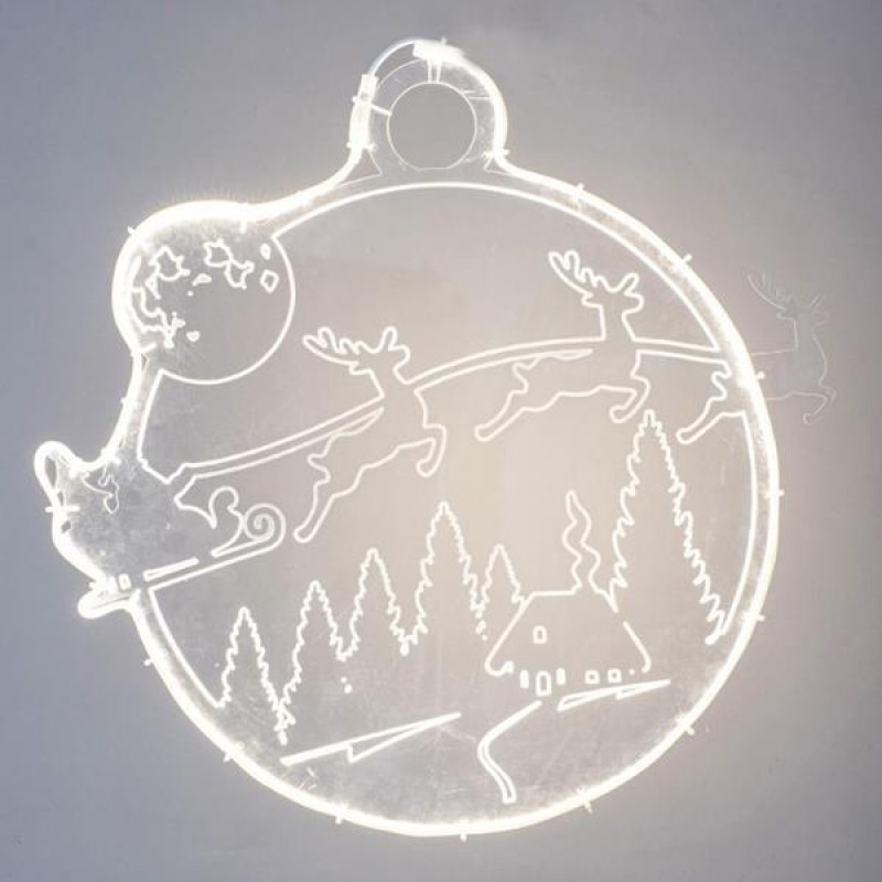 HANGING DECORATION PROFESSIONAL DESIGN WITH PLEXI GLASS, CHRISTMAS SCENE, WARM WHITE LED TAPE, 48x2x63cm, IP65 600-22448