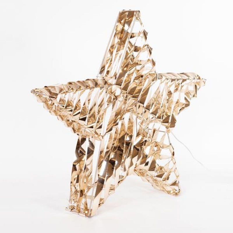 LIGHTED STAR GOLD 40cm, 40 LED, BATTERY 3XAA, TIMER, SILVER COPPER WIRE, WARM WHITE LED, LEAD WIRE 30cm, IP20 600-22495