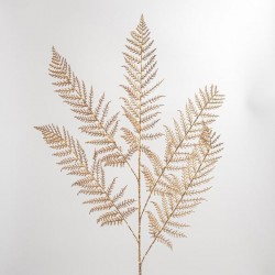 GOLD LIGHTED FERNS BRANCHES, 50 WARM WHITE LED, BATTERY OPERATED, WITH TIMER, 106cm 600-22508