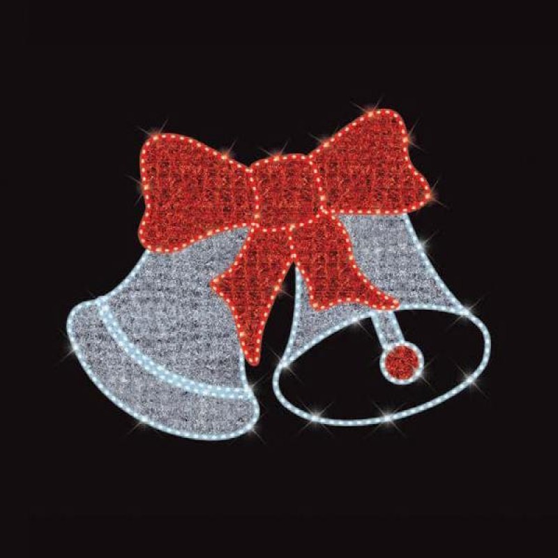 PROFESSIONAL DESIGN, BELLS WITH BOW, RED AND WHITE LED ROPE LIGHT, IP65 600-23364