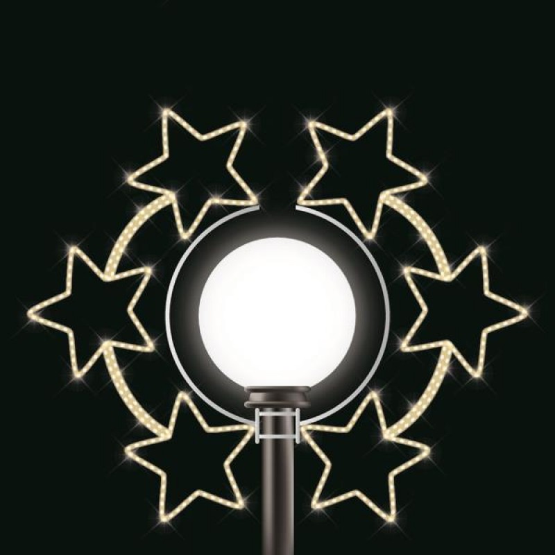 PROFESSIONAL POLE HEAD DESIGN, 6 STARS, WARM WHITE LED ROPE LIGHT, 120x50cm, IP65 600-23425