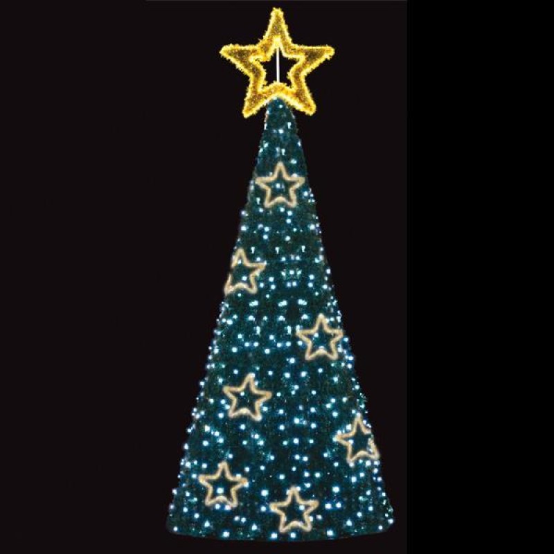 PROFESSIONAL DESIGN,CHRISTMAS TREE 3D, WARM WHITE AND YELLOW LED ROPE LIGHT, WHITE LED, 500x180cm, IP65 600-23439