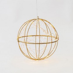 СВЕТЕЩА МЕТАЛНА ТОПКА С 120 ТОПЛИ БЕЛИ LED