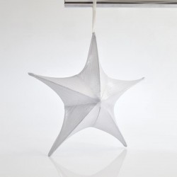 STAR,FABRIC METALLIC WHITE, 40cm 600-40824