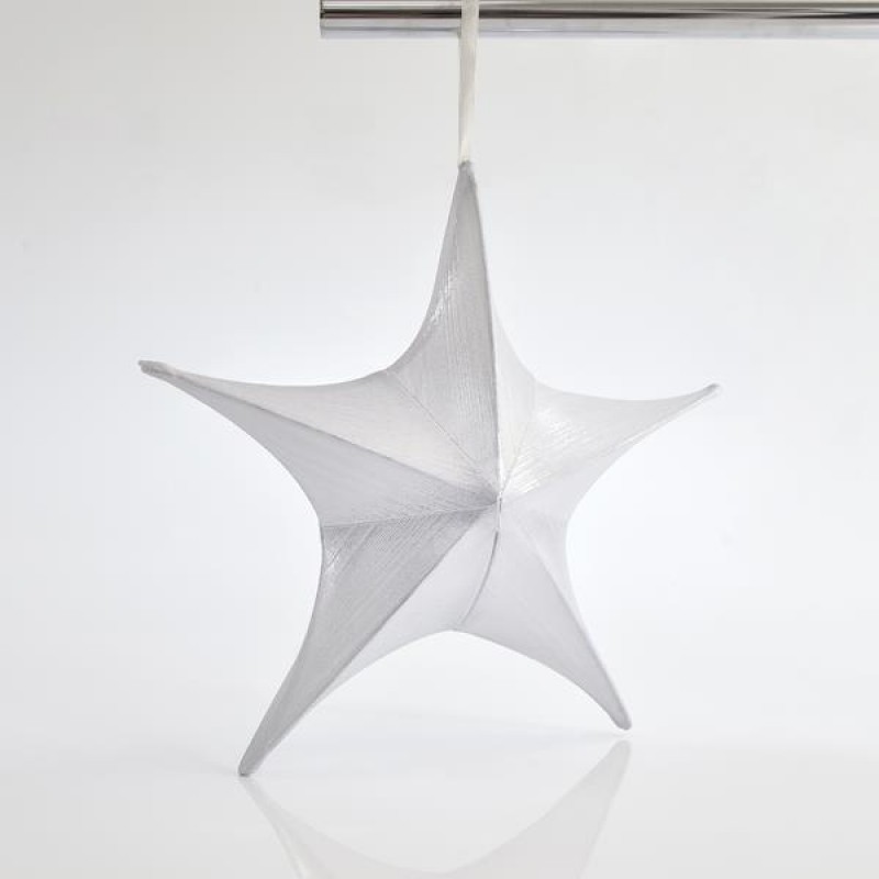 STAR,FABRIC METALLIC WHITE, 40cm 600-40824