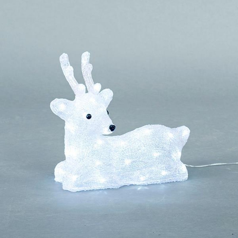 ACRYLIC SITTING DEER, 4,5V, 40 WHITE LED, WITH ADAPTOR, LEAD WIRE 500cm, 38x18x33cm, IP44 600-40875