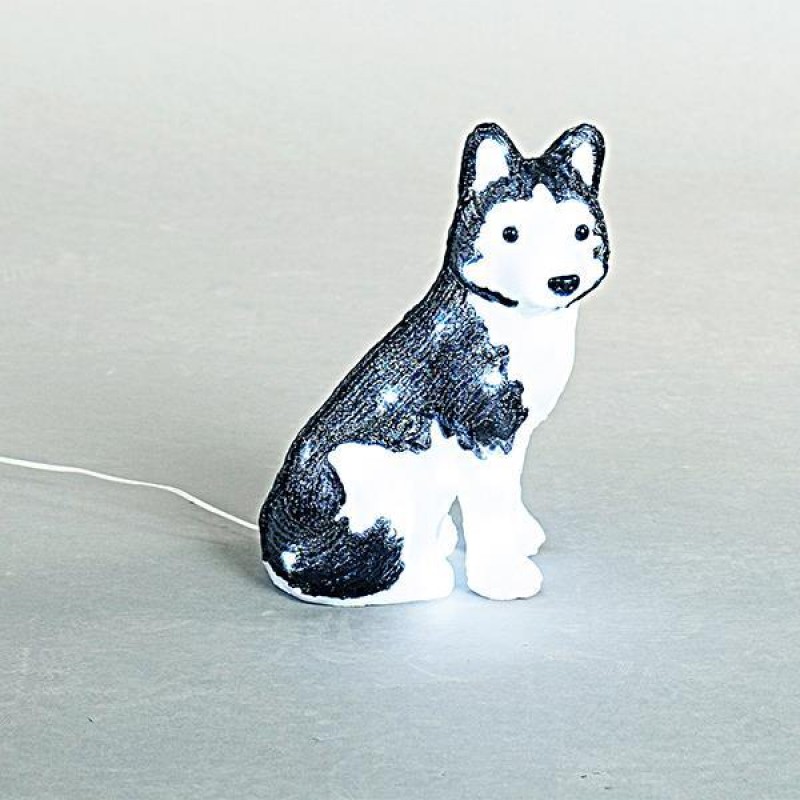 ACRYLIC HUSKY, 4,5V, 30 WHITE LED, WITH ADAPTOR, LEAD WIRE 500cm, 21x17x30cm, IP44 600-40879
