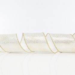 WHITE RIBBON, WITH GOLD DESIGNS, 6,35cm, 10Y 600-41111