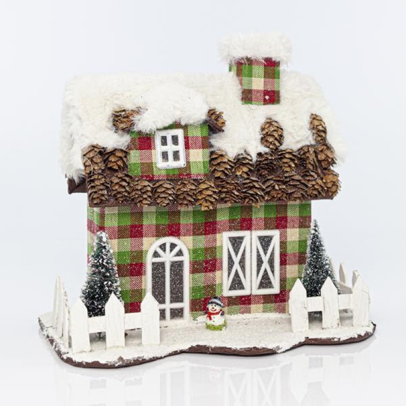 DECORATIVE HOUSE, CHECKED, 25x17,5x24cm 600-41114
