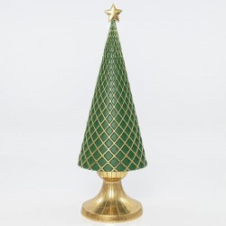 TREE, GREEN WITH GOLD BASE, 14x14x40,9cm 600-41159