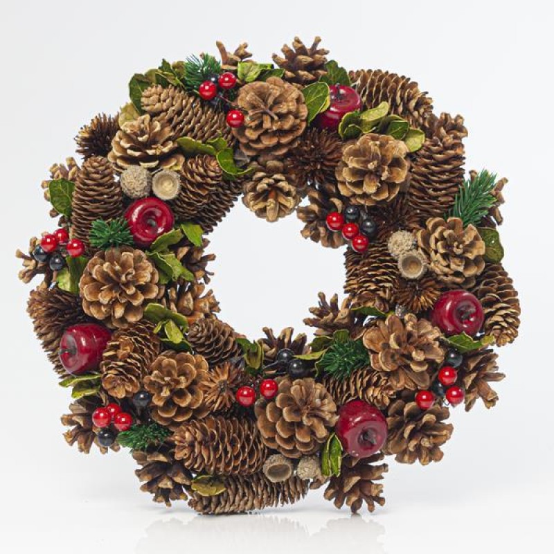 WREATH WITH APPLES AND PINE CONES, 36cm 600-41163
